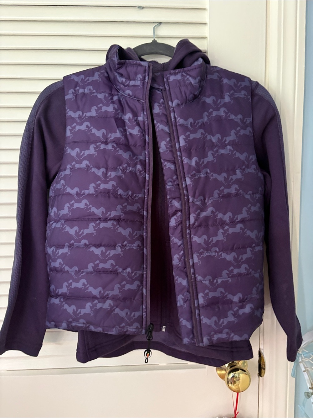 Kerrits Purple Horse-Print Puffer Jacket Set